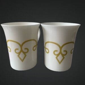 Vintage Starbucks 2015 Lot Of 2 Half Heart Handle Scroll Cup Coffee Tea Mug Rare